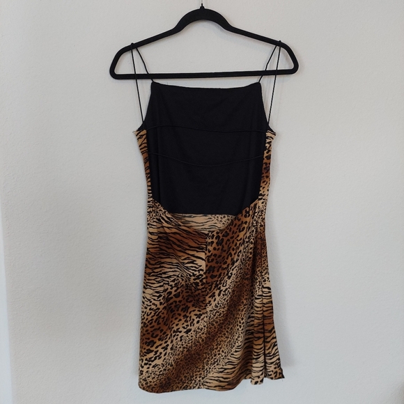 Vintage Byer Too Animal Print Side Slit y2k Mini Dress Size Large - Picture 3 of 12